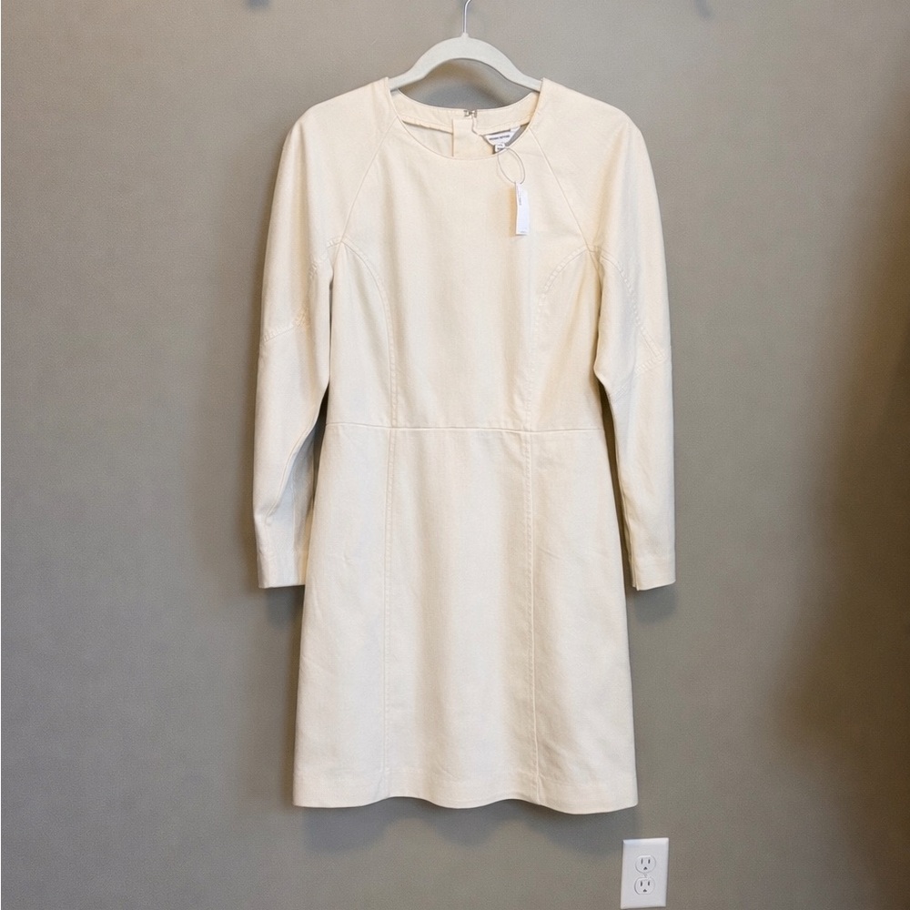 Banana Republic Size 14 Beige Long Sleeve 100% Cotton Y2K Dress New - Picture 2 of 5